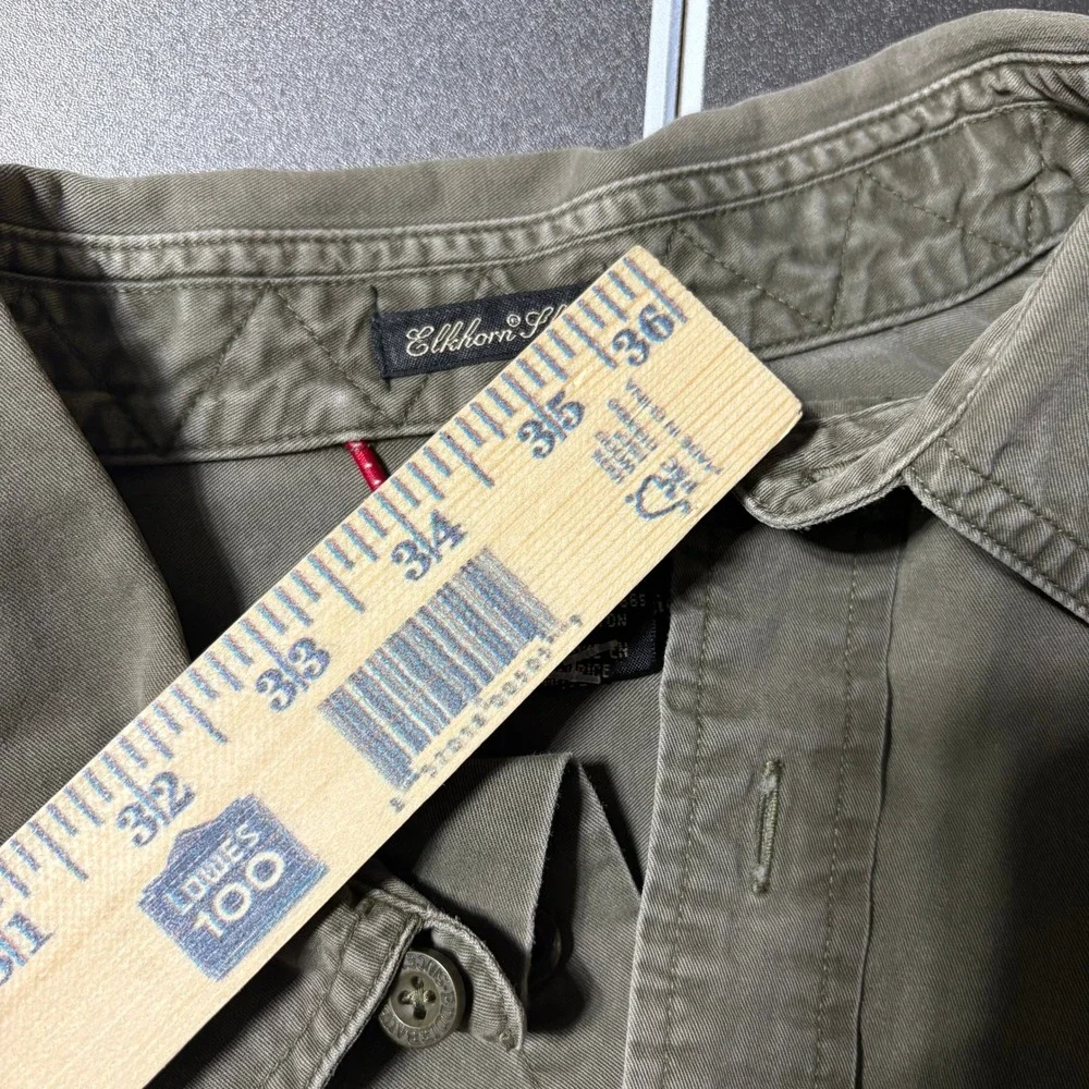 Eddie Bauer Legend Elkhorn Shirt Mens XL Olive Green Cotton Long Sleeve Workwear - Picture 7 of 9